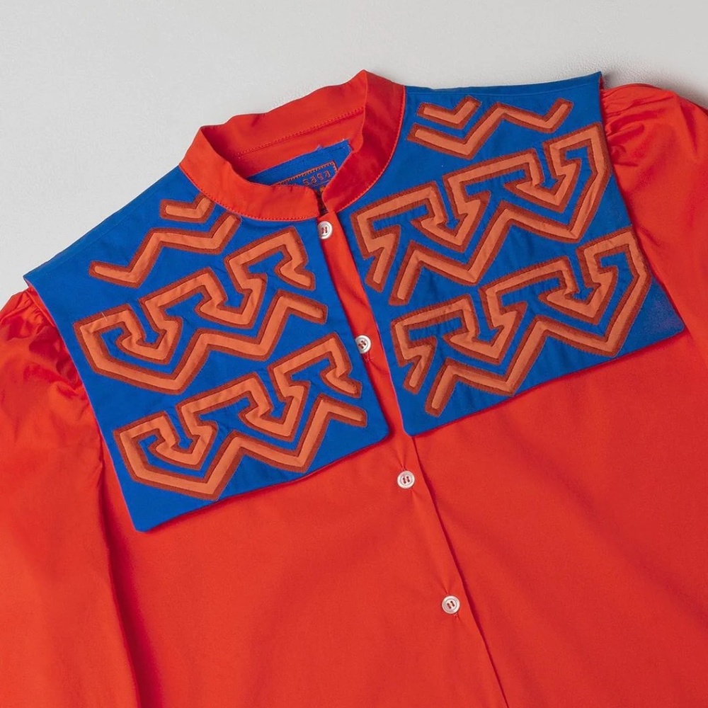 La Veste x Mola Salsa Trails of Crimson Blouse Medium